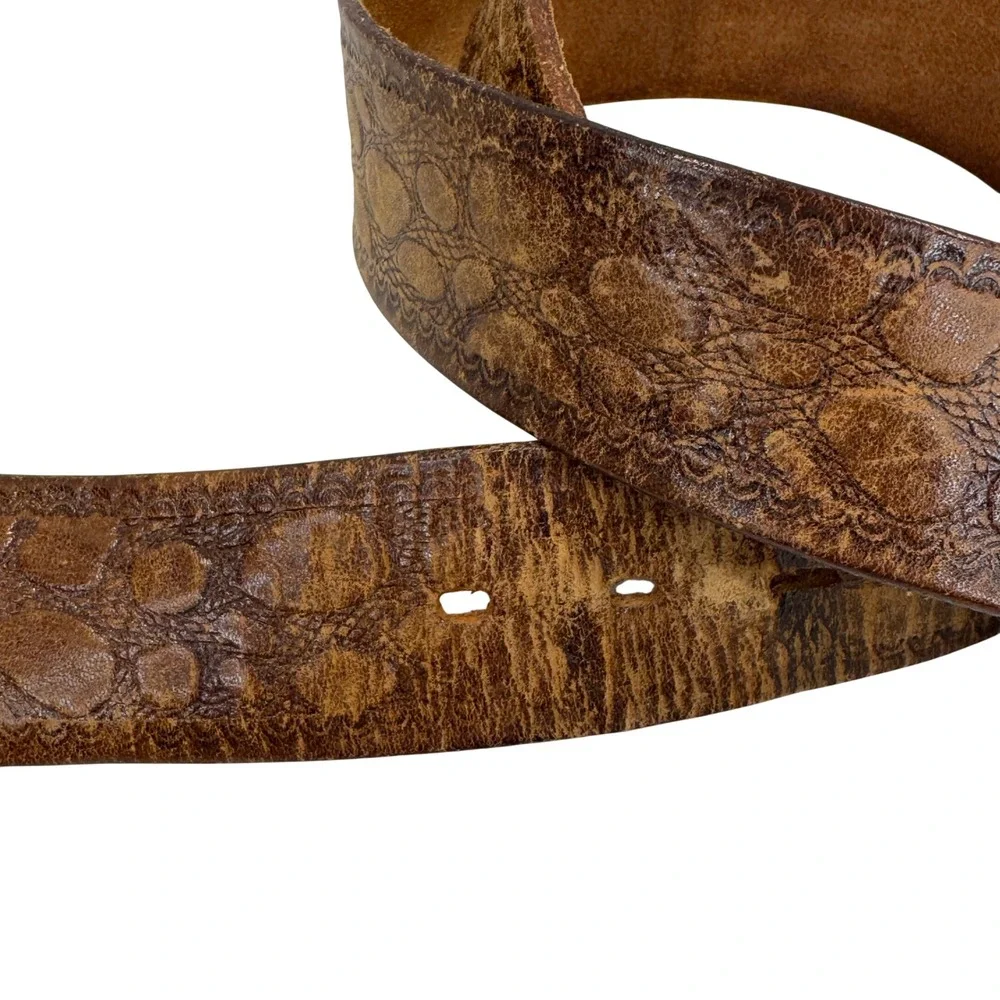Vintage Tooled Leather Belt‎ Sz 38 Brown Western Ranchwear Americana Cowboy
